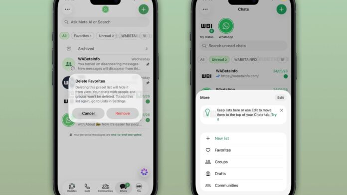 WhatsApp actualiza sus listas de chats en iOS